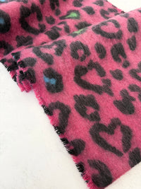 FUCHSIA PINK HEART LEOPARD PRINT OVERSIZED BLANKET SCARF SHAWL WRAP