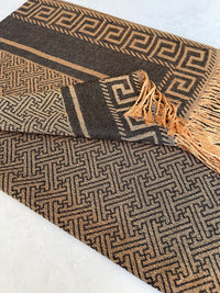 GEOMETRIC BLACK LIGHTWEIGHT PASHMINA SHAWL SCARF