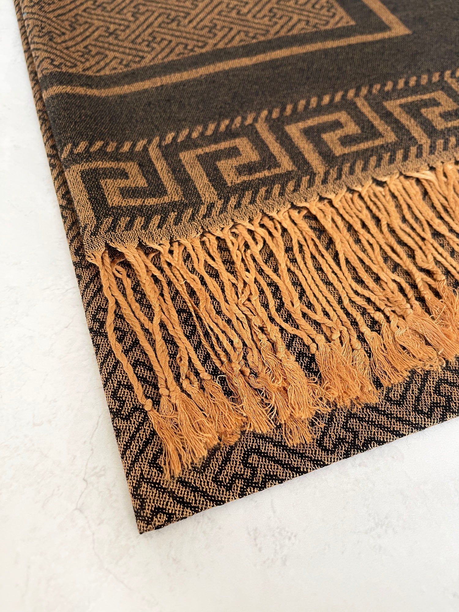 GEOMETRIC BLACK LIGHTWEIGHT PASHMINA SHAWL SCARF