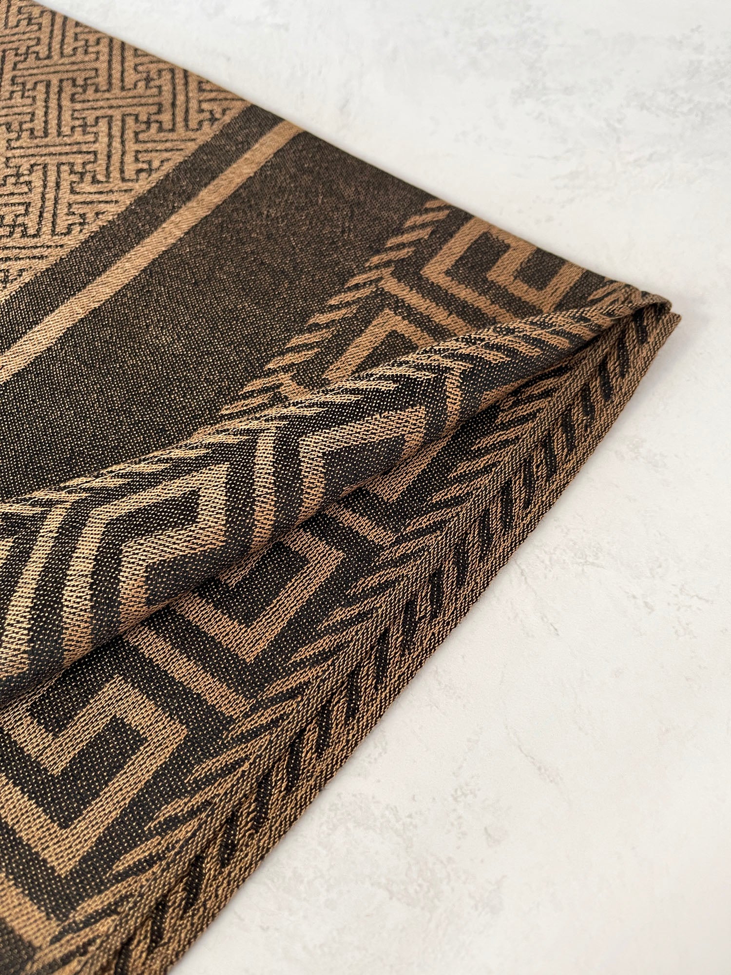 GEOMETRIC BLACK LIGHTWEIGHT PASHMINA SHAWL SCARF