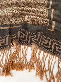 GEOMETRIC BLACK LIGHTWEIGHT PASHMINA SHAWL SCARF