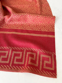 GEOMETRIC CORAL RED LIGHTWEIGHT PASHMINA SHAWL SCARF