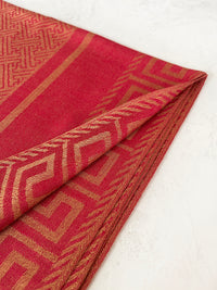 GEOMETRIC CORAL RED LIGHTWEIGHT PASHMINA SHAWL SCARF