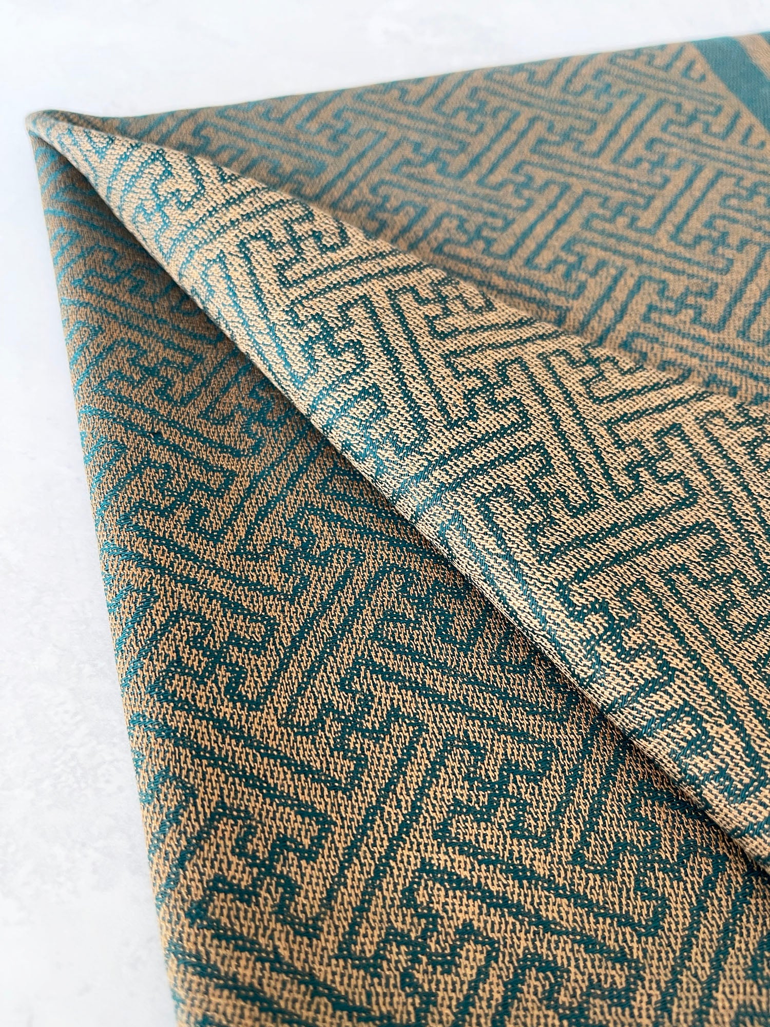 GEOMETRIC TEAL LIGHTWEIGHT PASHMINA SHAWL SCARF