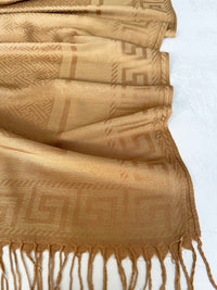 GEOMETRIC GOLDEN BEIGE LIGHTWEIGHT PASHMINA SHAWL SCARF