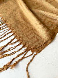 GEOMETRIC GOLDEN BEIGE LIGHTWEIGHT PASHMINA SHAWL SCARF