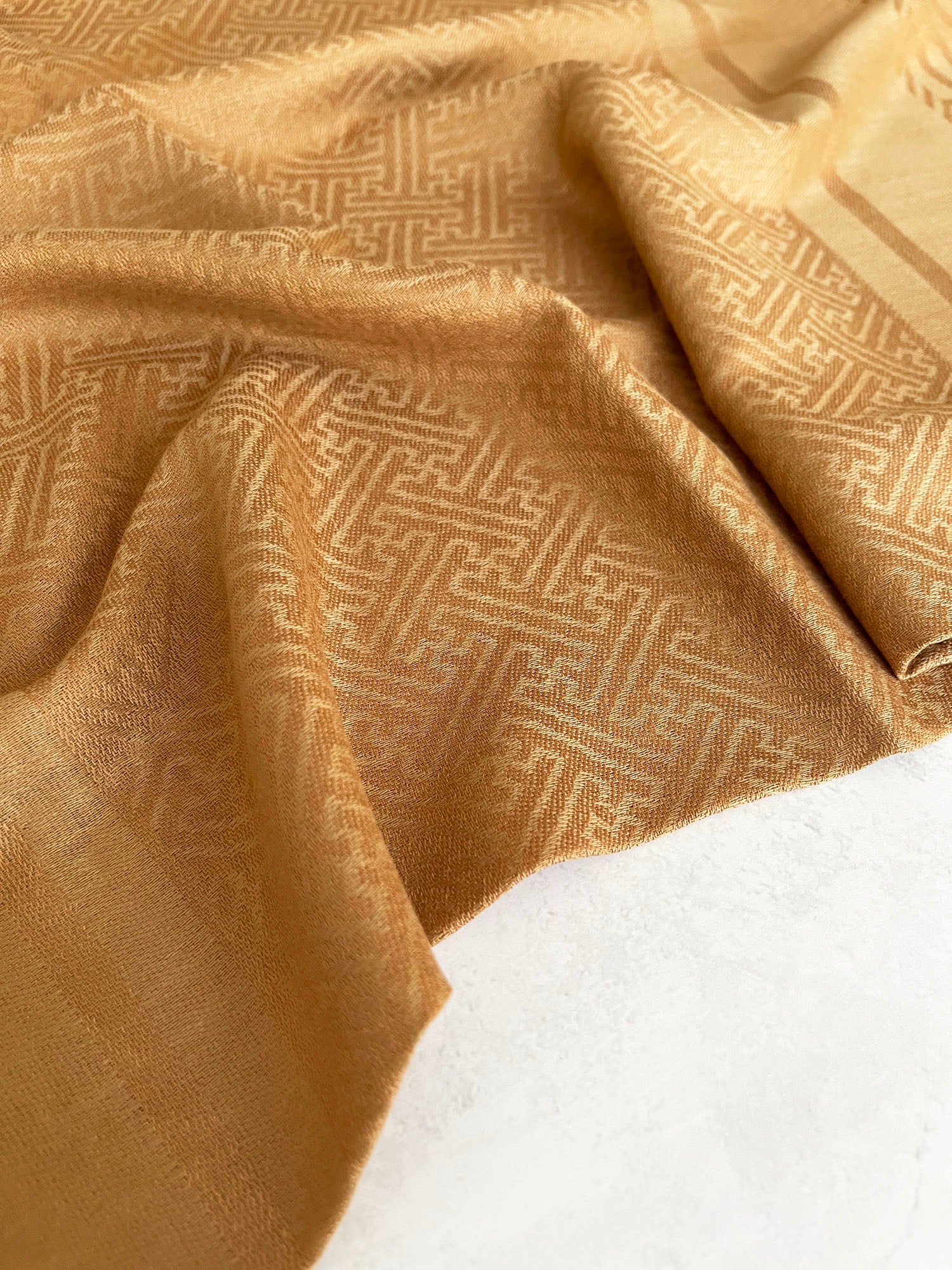 GEOMETRIC GOLDEN BEIGE LIGHTWEIGHT PASHMINA SHAWL SCARF