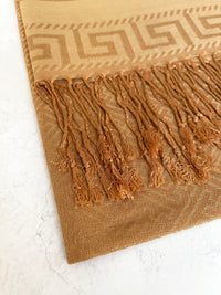 GEOMETRIC GOLDEN BEIGE LIGHTWEIGHT PASHMINA SHAWL SCARF
