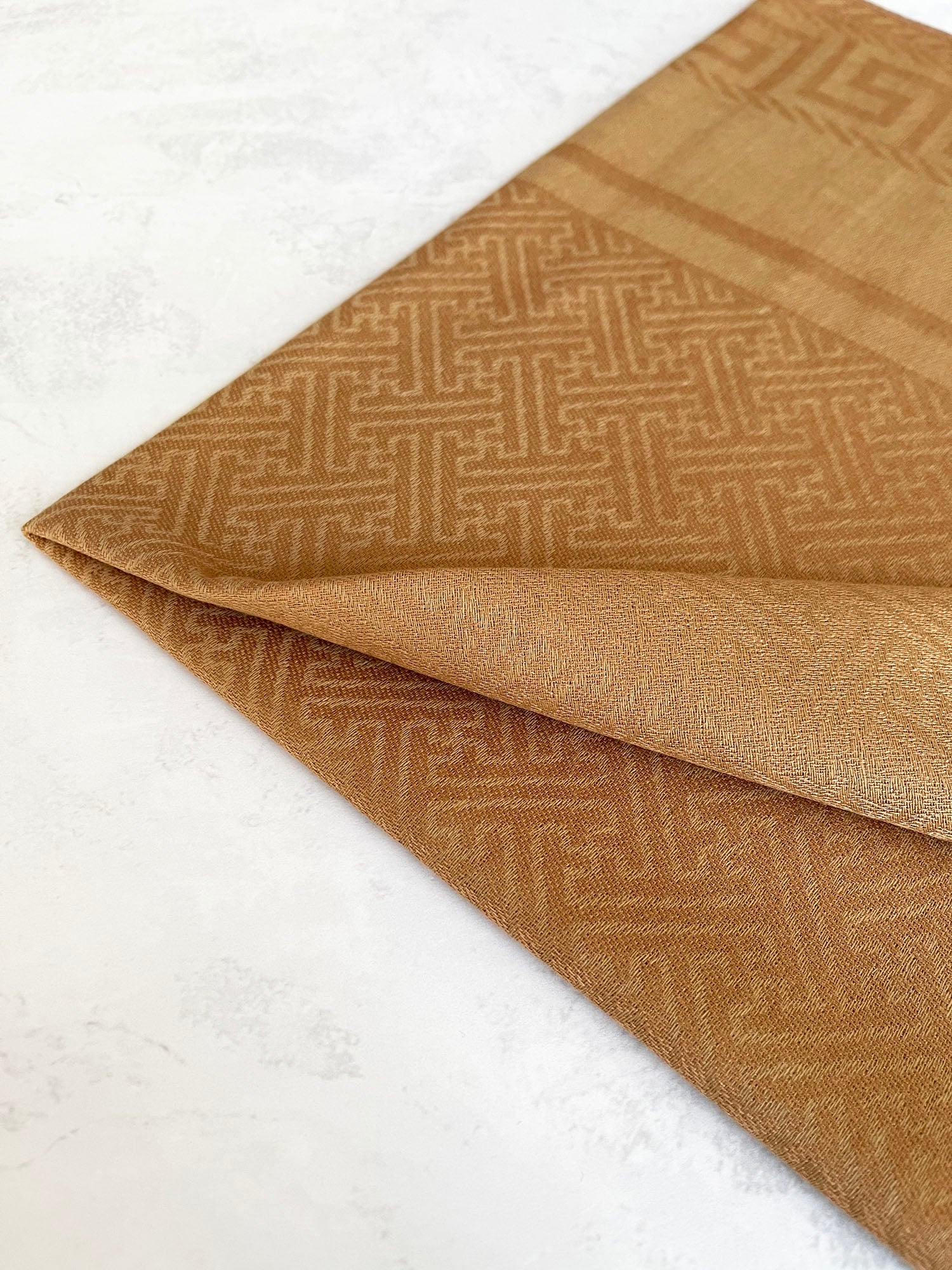 GEOMETRIC GOLDEN BEIGE LIGHTWEIGHT PASHMINA SHAWL SCARF
