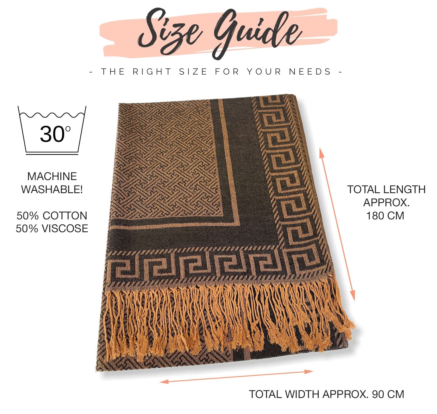 GEOMETRIC BLACK LIGHTWEIGHT PASHMINA SHAWL SCARF