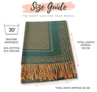 GEOMETRIC TEAL LIGHTWEIGHT PASHMINA SHAWL SCARF