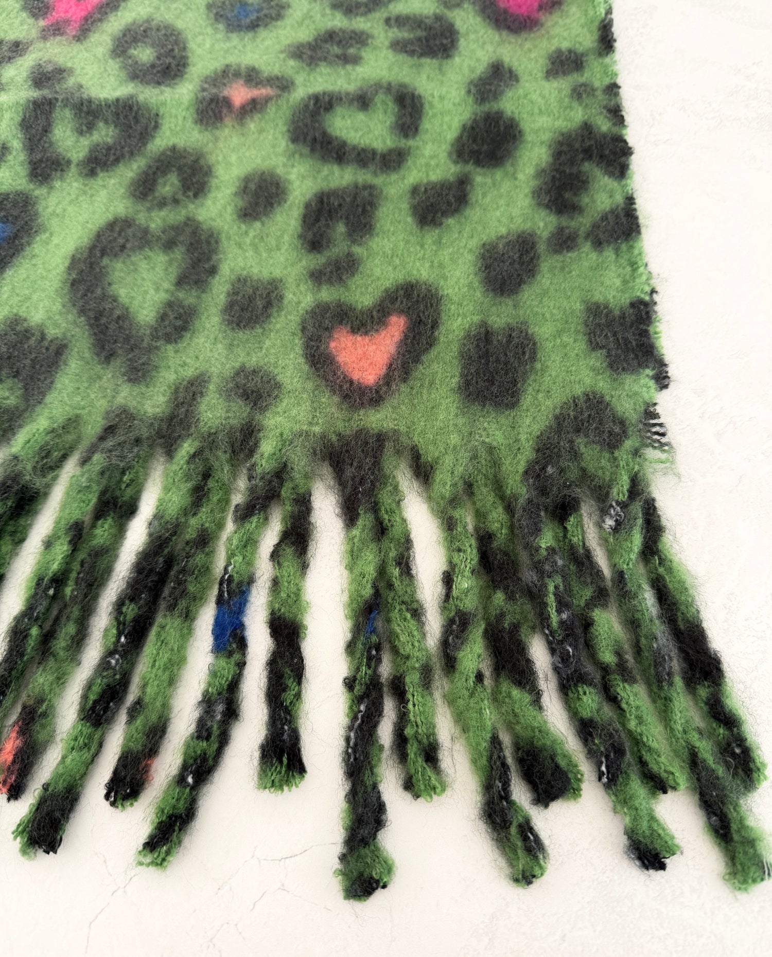 GREEN HEART LEOPARD PRINT OVERSIZED BLANKET SCARF SHAWL WRAP