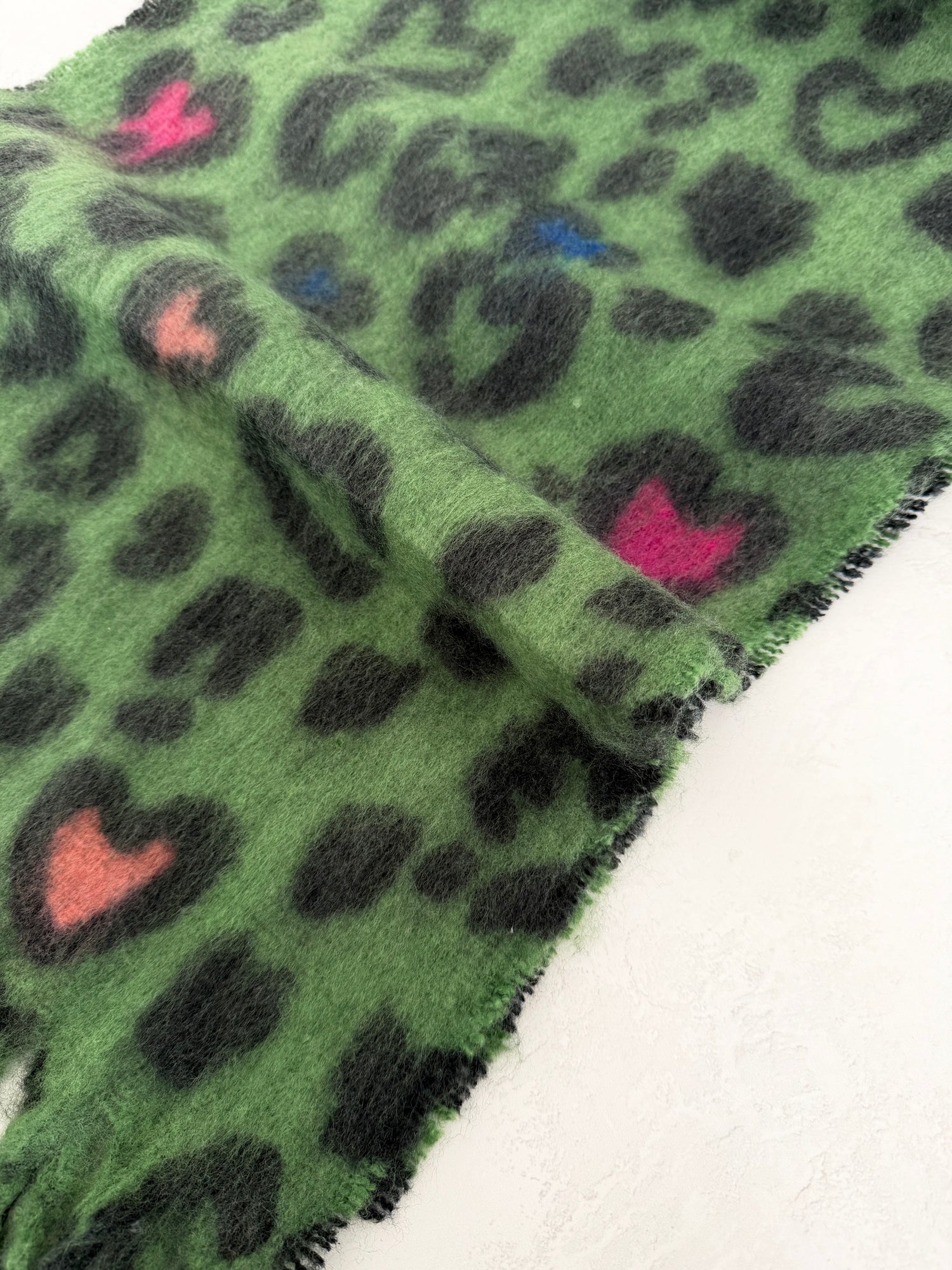 GREEN HEART LEOPARD PRINT OVERSIZED BLANKET SCARF SHAWL WRAP