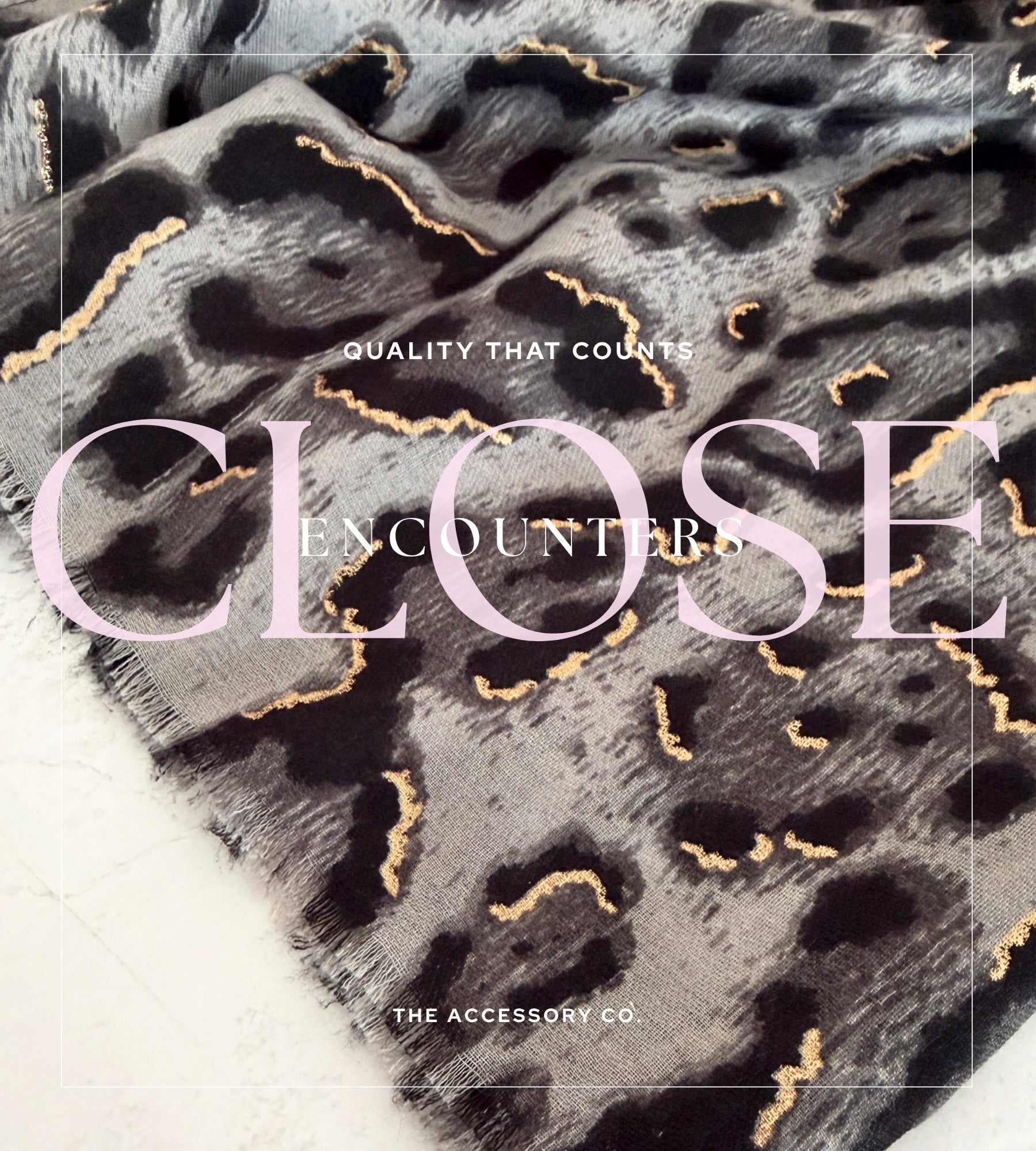 GREY COTTON BLEND METALLIC LEOPARD PRINT SCARF