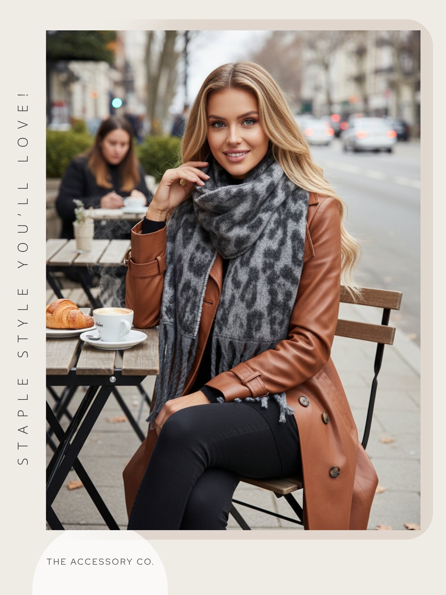 GREY FLUFFY LEOPARD PRINT OVERSIZED BLANKET SCARF SHAWL WRAP