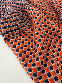 LARGE ORANGE DIAMOND PRINT SHAWL SCARF WITH TASSELS - A-SHU.CO.UK