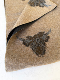 LARGE BLACK HIGHLAND COW CASHMERE REVERSIBLE SHAWL SCARF