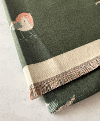 LARGE GREEN ROBIN REVERSIBLE WINTER SHAWL BLANKET SCARF