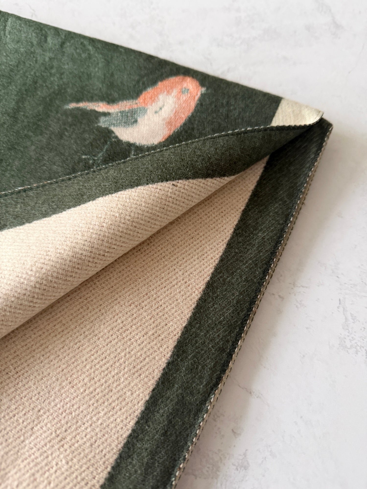 LARGE GREEN ROBIN REVERSIBLE WINTER SHAWL BLANKET SCARF