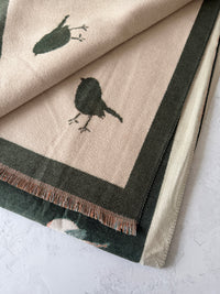LARGE GREEN ROBIN REVERSIBLE WINTER SHAWL BLANKET SCARF