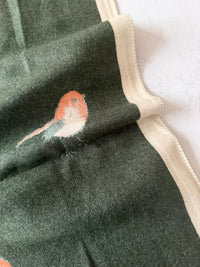 LARGE GREEN ROBIN REVERSIBLE WINTER SHAWL BLANKET SCARF