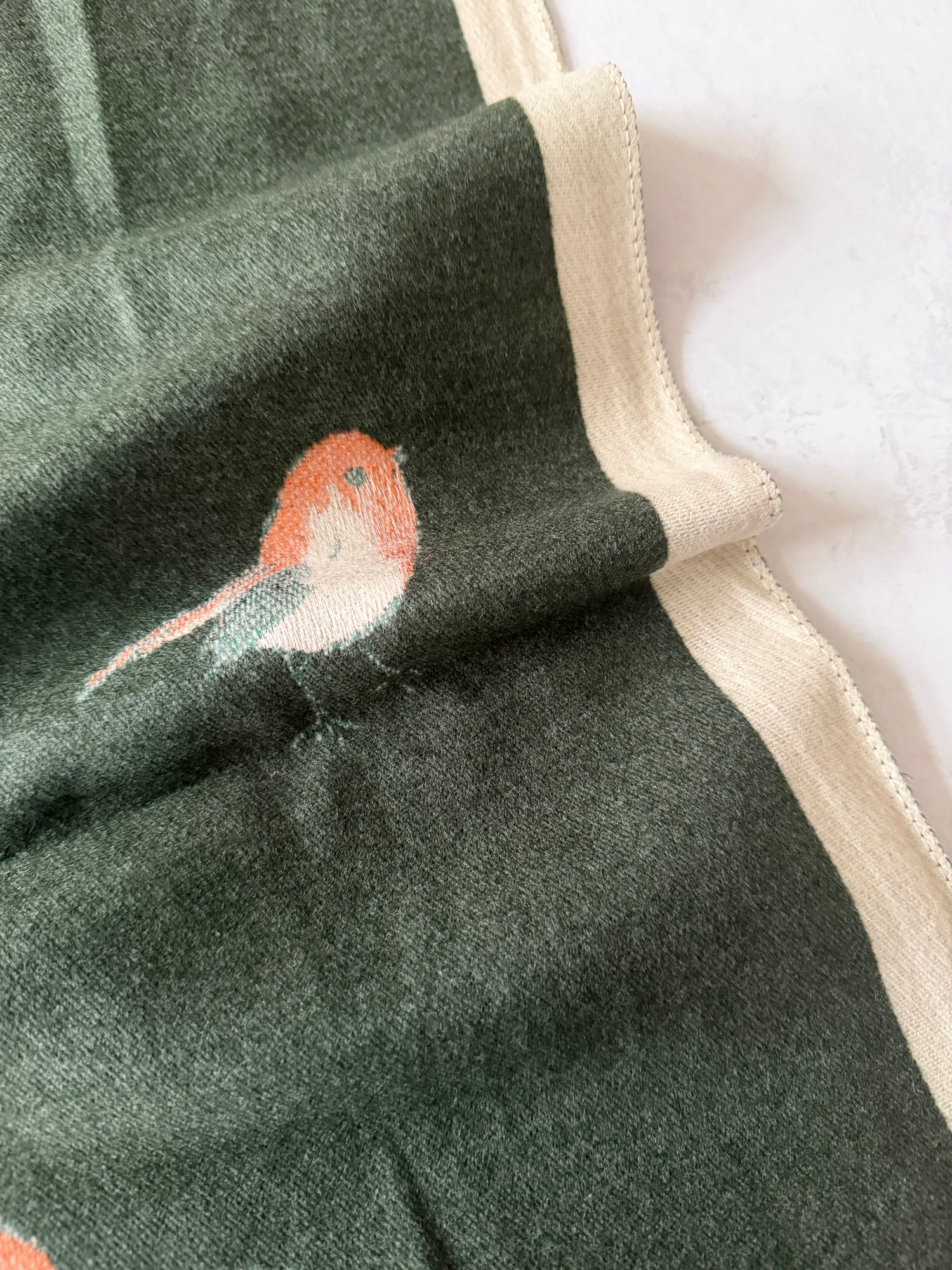 LARGE GREEN ROBIN REVERSIBLE WINTER SHAWL BLANKET SCARF