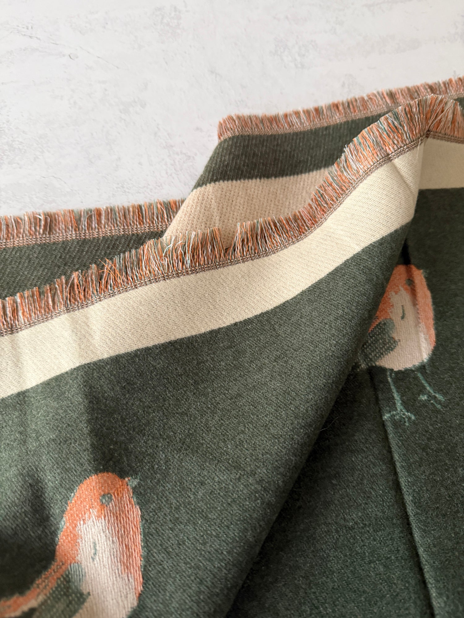LARGE GREEN ROBIN REVERSIBLE WINTER SHAWL BLANKET SCARF