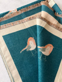 LARGE TEAL ROBIN REVERSIBLE WINTER SHAWL BLANKET SCARF
