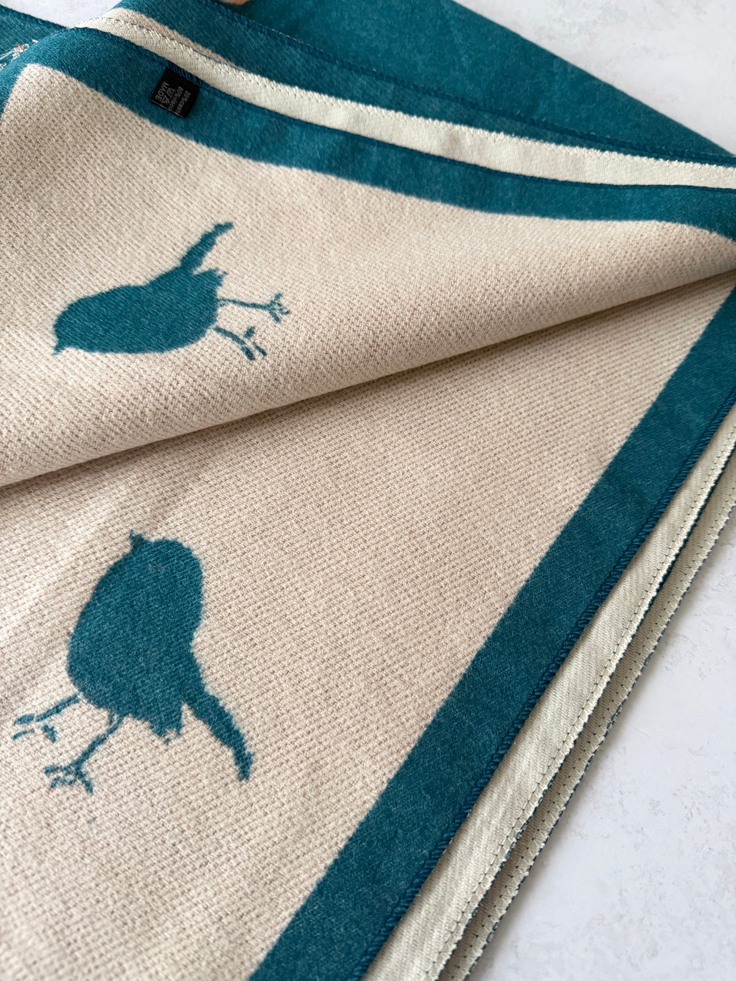 LARGE TEAL ROBIN REVERSIBLE WINTER SHAWL BLANKET SCARF