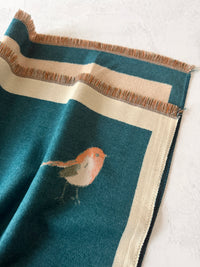 LARGE TEAL ROBIN REVERSIBLE WINTER SHAWL BLANKET SCARF