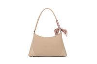 TAUPE BEIGE SHOULDER BAG WITH SCARF TIE