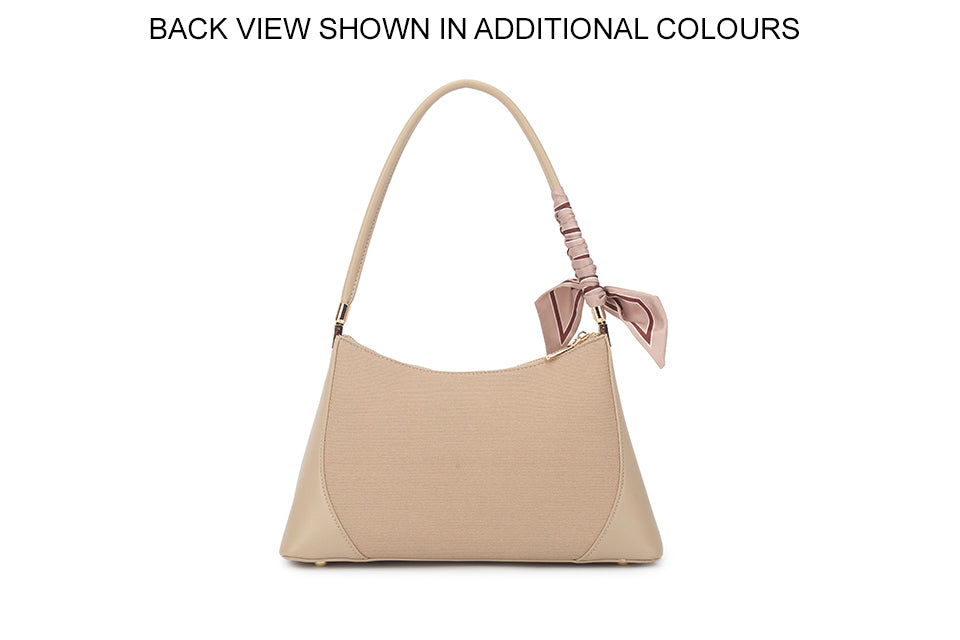 BEIGE SHOULDER BAG WITH SCARF TIE