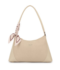 BEIGE SHOULDER BAG WITH SCARF TIE