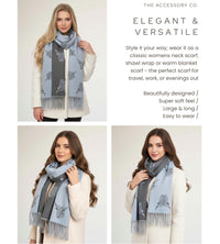 LARGE BABY BLUE HIGHLAND COW CASHMERE REVERSIBLE SHAWL SCARF