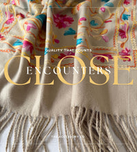 LARGE BEIGE FLOWER PRINT CASHMERE COTTON BLEND WINTER SHAWL BLANKET SCARF