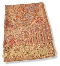 LARGE BEIGE MULTI COLOUR PAISLEY PASHMINA SHAWL SCARF WRAP