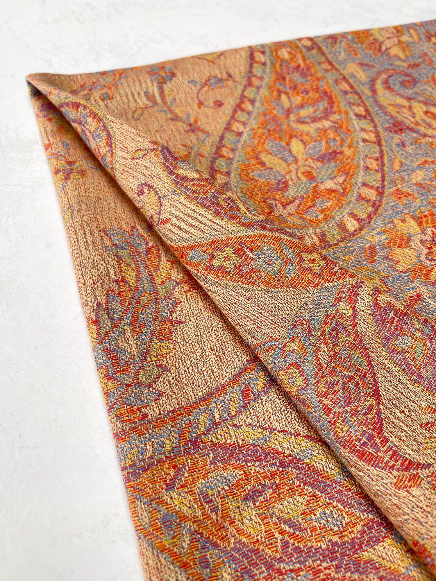 LARGE BEIGE MULTI COLOUR PAISLEY PASHMINA SHAWL SCARF WRAP