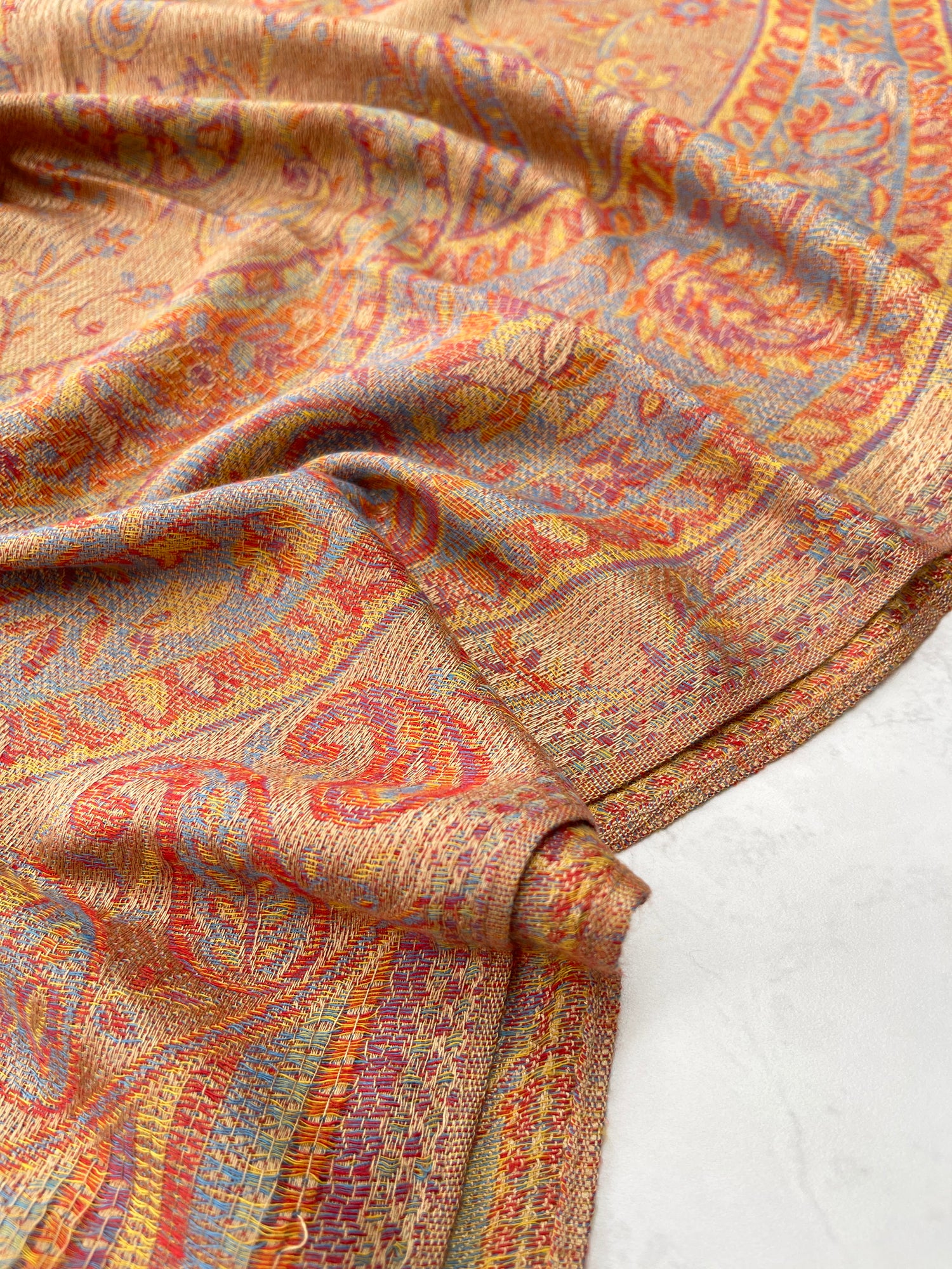LARGE BEIGE MULTI COLOUR PAISLEY PASHMINA SHAWL SCARF WRAP