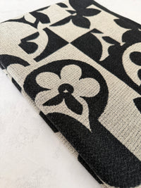 LARGE BLACK ABSTRACT FLORAL PRINT REVERSIBLE WINTER SHAWL BLANKET SCARF