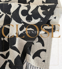 LARGE BLACK ABSTRACT FLORAL PRINT REVERSIBLE WINTER SHAWL BLANKET SCARF