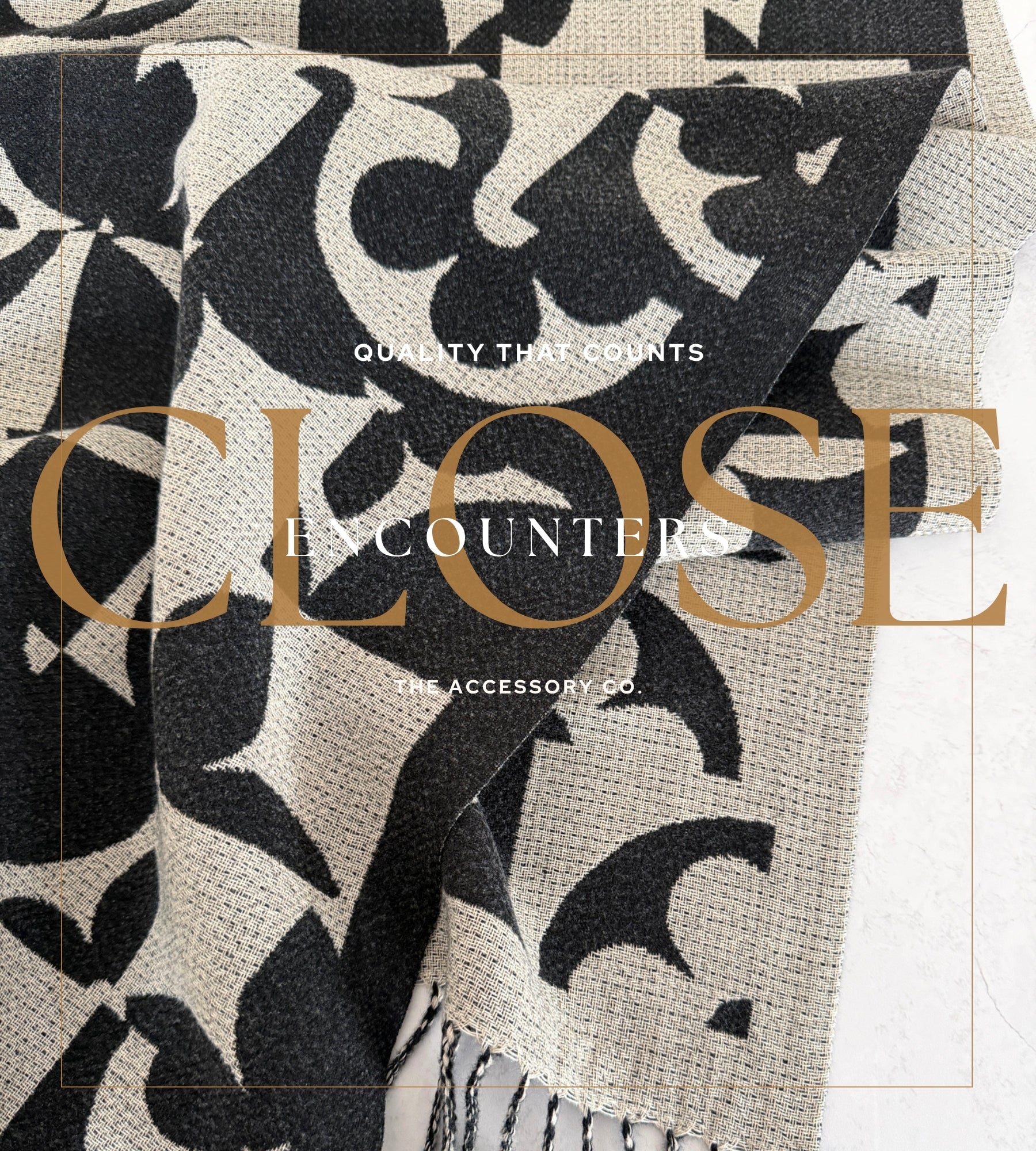 LARGE BLACK ABSTRACT FLORAL PRINT REVERSIBLE WINTER SHAWL BLANKET SCARF