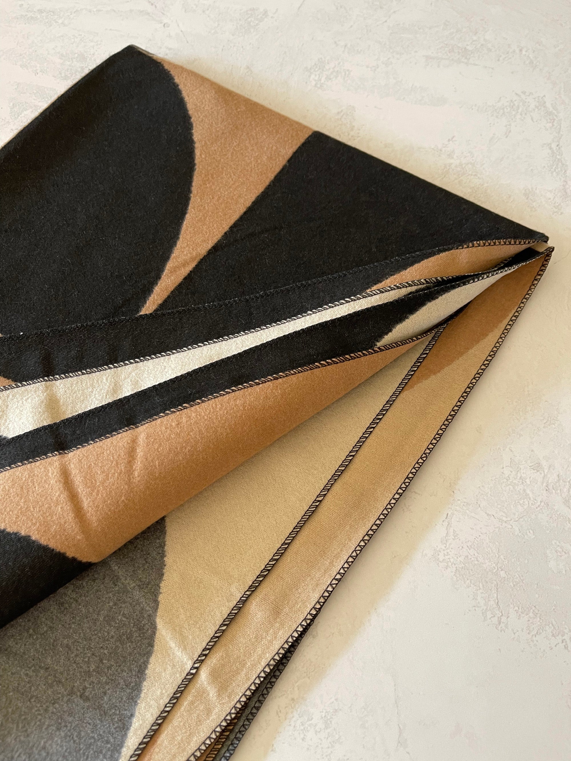 LARGE BLACK CASHMERE RETRO PRINT REVERSIBLE WINTER SHAWL BLANKET SCARF - A-SHU.CO.UK