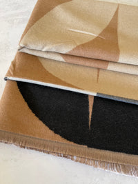 LARGE BLACK CASHMERE RETRO PRINT REVERSIBLE WINTER SHAWL BLANKET SCARF - A-SHU.CO.UK