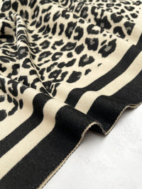 LARGE BLACK CREAM LEOPARD PRINT REVERSIBLE WINTER SHAWL BLANKET SCARF