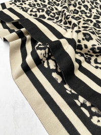 LARGE BLACK CREAM LEOPARD PRINT REVERSIBLE WINTER SHAWL BLANKET SCARF