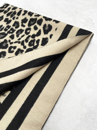 LARGE BLACK CREAM LEOPARD PRINT REVERSIBLE WINTER SHAWL BLANKET SCARF