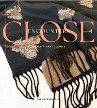 LARGE BLACK HIGHLAND COW CASHMERE REVERSIBLE SHAWL SCARF