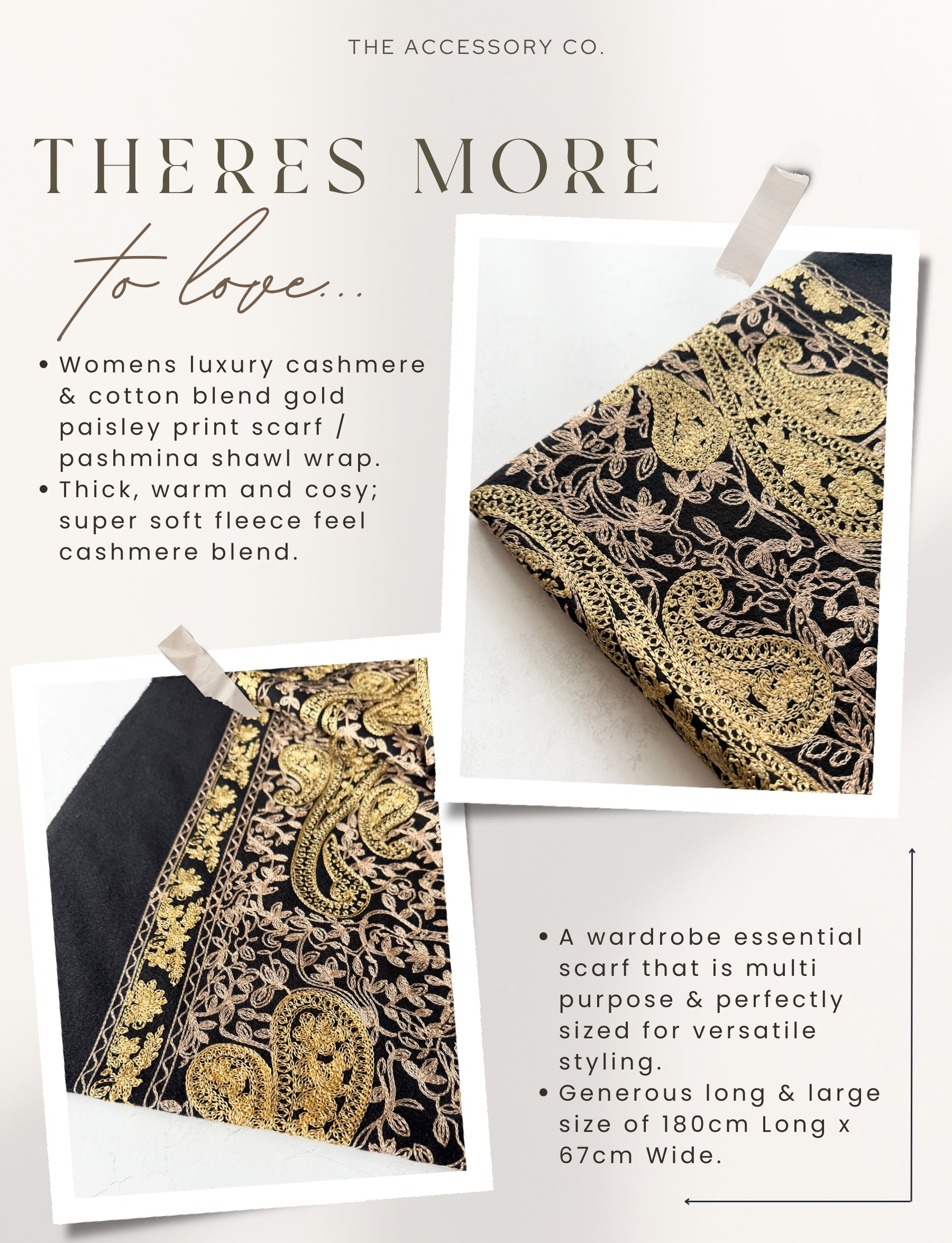 LARGE BLACK PAISLEY CASHMERE COTTON BLEND WINTER SHAWL BLANKET SCARF