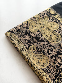 LARGE BLACK PAISLEY CASHMERE COTTON BLEND WINTER SHAWL BLANKET SCARF