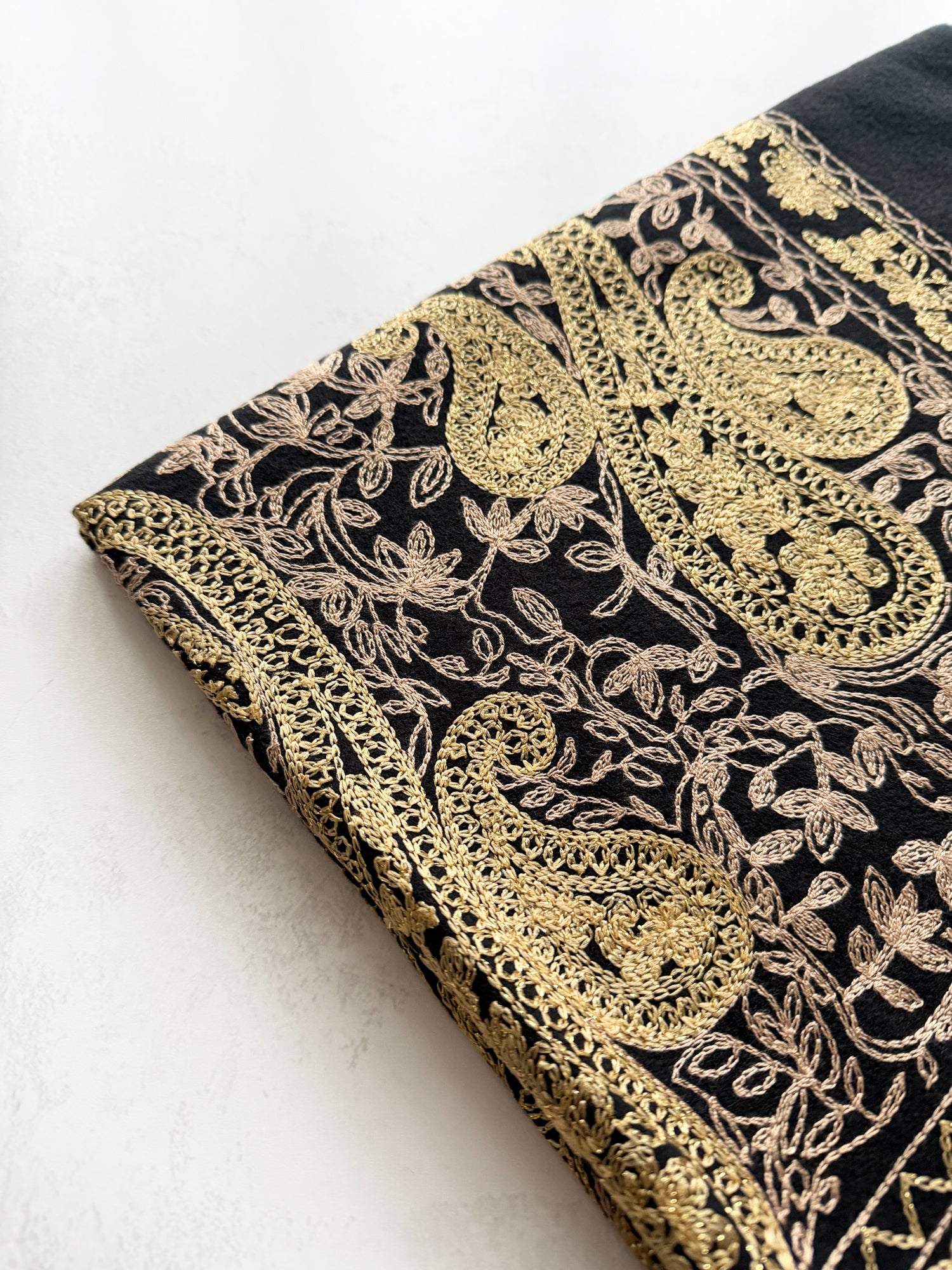 LARGE BLACK PAISLEY CASHMERE COTTON BLEND WINTER SHAWL BLANKET SCARF